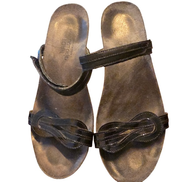 Naot Shoes - Naot Lora Wedge Sandals Women 40 Black Leather Patent Comfort Orthopedic